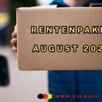Paket mit der Aufschrift: Rentenpaket August 2025