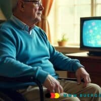 Mann im Rollstuhl vor Fernsehgerät