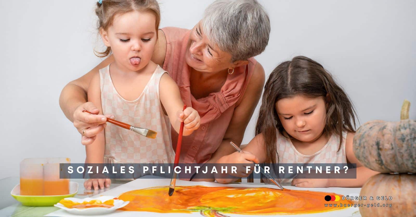 Rentnerin leistet sozialen Dienst mit Kindern