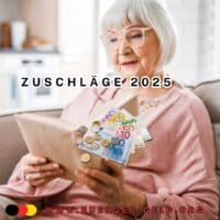 Rentnerin liest ein Buch mit Geldscheinen auf dem Titel