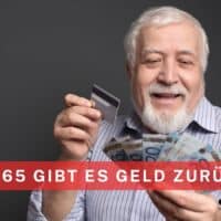 Rentner hält EC-Karte und Euro-Scheine vor dunklem Hintergrund – Hinweis auf Altersentlastungsbetrag ab 65, Geld zurück, Steuererleichterung für Rentner, Bürger & Geld Nachrichtenportal
