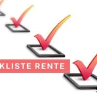 Mehrere farbige Häkchen in Checkboxen symbolisieren eine Checkliste zur Rente. Daneben steht der Schriftzug „Checkliste Rente“. Im rechten unteren Bildbereich befindet sich das Logo von Bürger & Geld und die Webadresse www.buerger-geld.org.