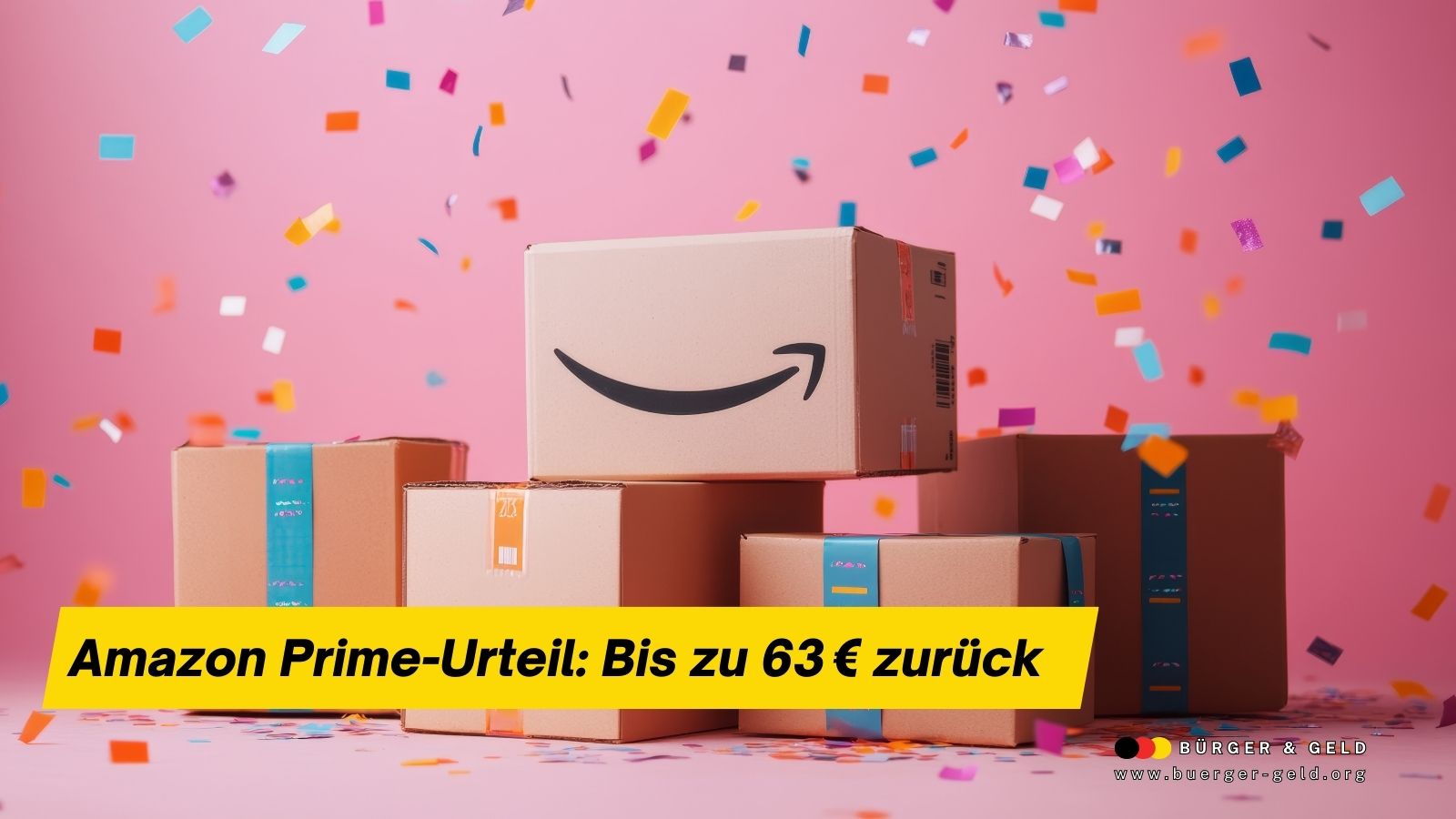 Amazon Prime-Urteil: Kartons und Konfetti symbolisieren Rückerstattung von bis zu 63 Euro für Prime-Kunden, Bürger & Geld Nachrichtenmagazin