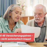 Frührente mit 45 Versicherungsjahren – warum das nicht automatisch klappt 5 Älteres Paar diskutiert Rentenunterlagen.