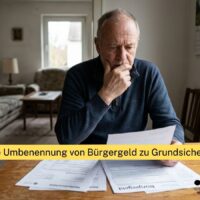 Was die Umbenennung von Bürgergeld zur Grundsicherung für Ihre Rente bedeutet 5 Mann liest Dokumente am Tisch.