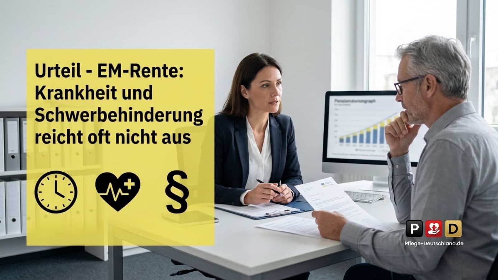 Bürger & Geld: News- und Nachrichtenmagazin zu Rente, Grundsicherung (ehem. Bürgergeld), Sozialleistungen und Finanzen 1 Urteil - EM-Rente: Krankheit und Schwerbehinderung reicht oft nicht aus