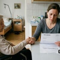 Job gekündigt für Pflege der Mutter? Sozialwidrig? Grundsicherung / Bürgergeld gestrichen? 5 Frau hilft Mutter im Rollstuhl - Grundsicherung / Bürgergeld gestrichen wegen Pflege der Eltern