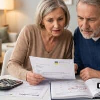 Vorzeitige Altersrente: Früherer Beginn der Rente trotz Fristversäumnis möglich! 4 Älteres Paar prüft Dokumente, Frist für Rentenantrag, gemeinsam.