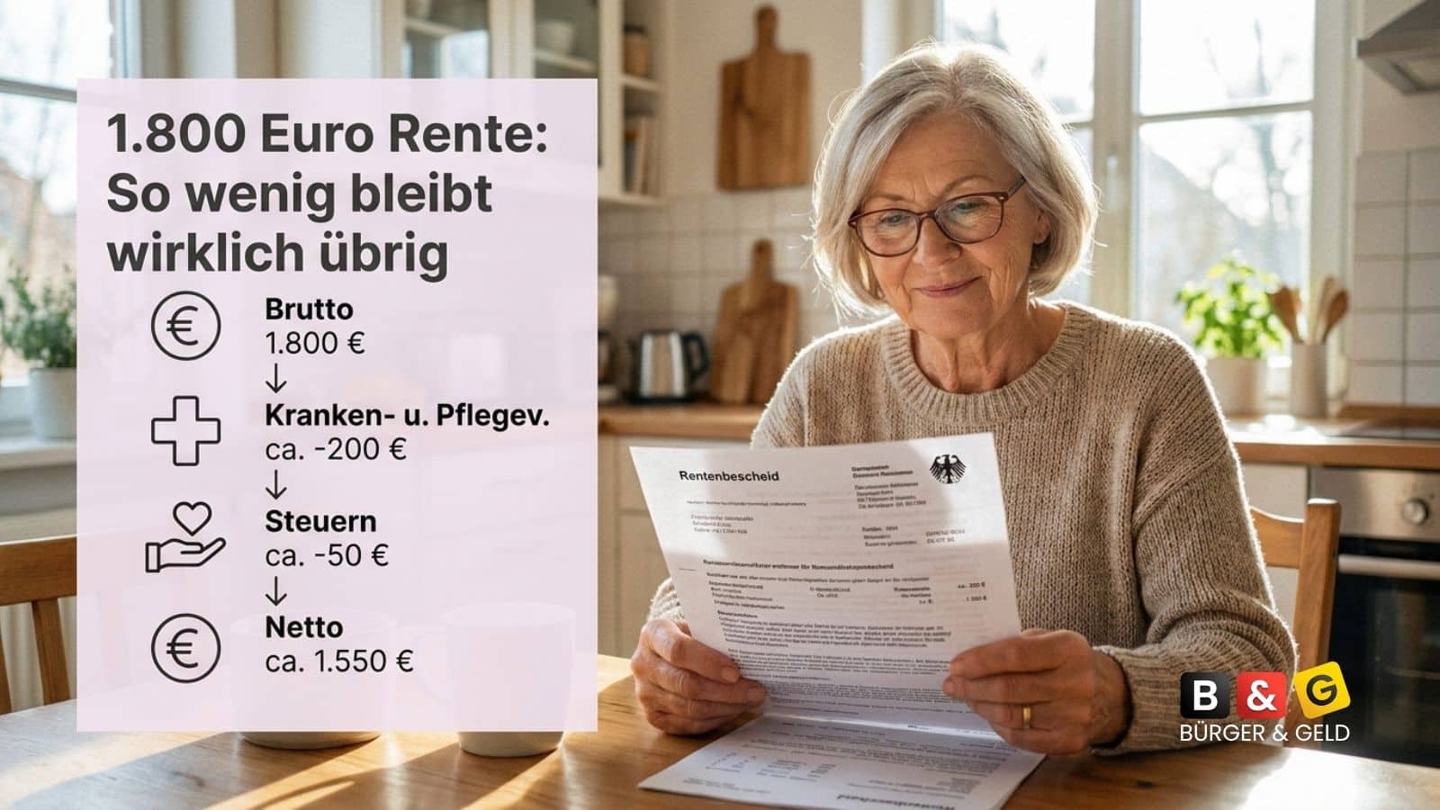 Bürger & Geld: News- und Nachrichtenmagazin zu Rente, Grundsicherung (ehem. Bürgergeld), Sozialleistungen und Finanzen 1 1800 Euro brutto sind wie viel netto Rente?