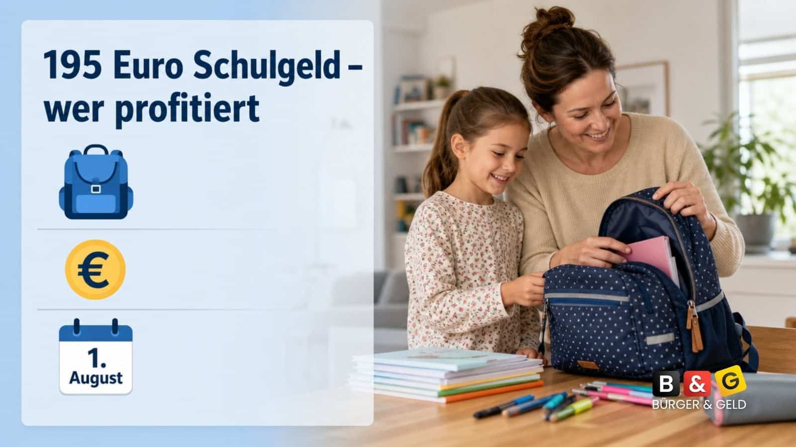 Bürger & Geld: News- und Nachrichtenmagazin zu Rente, Grundsicherung (ehem. Bürgergeld), Sozialleistungen und Finanzen 3 195 Euro Schulgeld ab 1. August: Zwei Familiengruppen drohen leer auszugehen