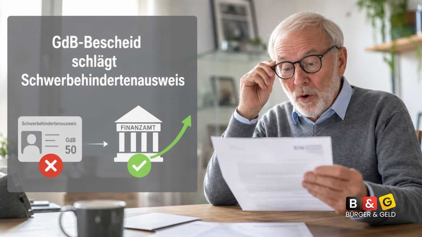 Bürger & Geld: News- und Nachrichtenmagazin zu Rente, Grundsicherung (ehem. Bürgergeld), Sozialleistungen und Finanzen 1 GdB-Bescheid schlägt Schwerbehindertenausweis: Was Rentner beim Finanzamt verlieren