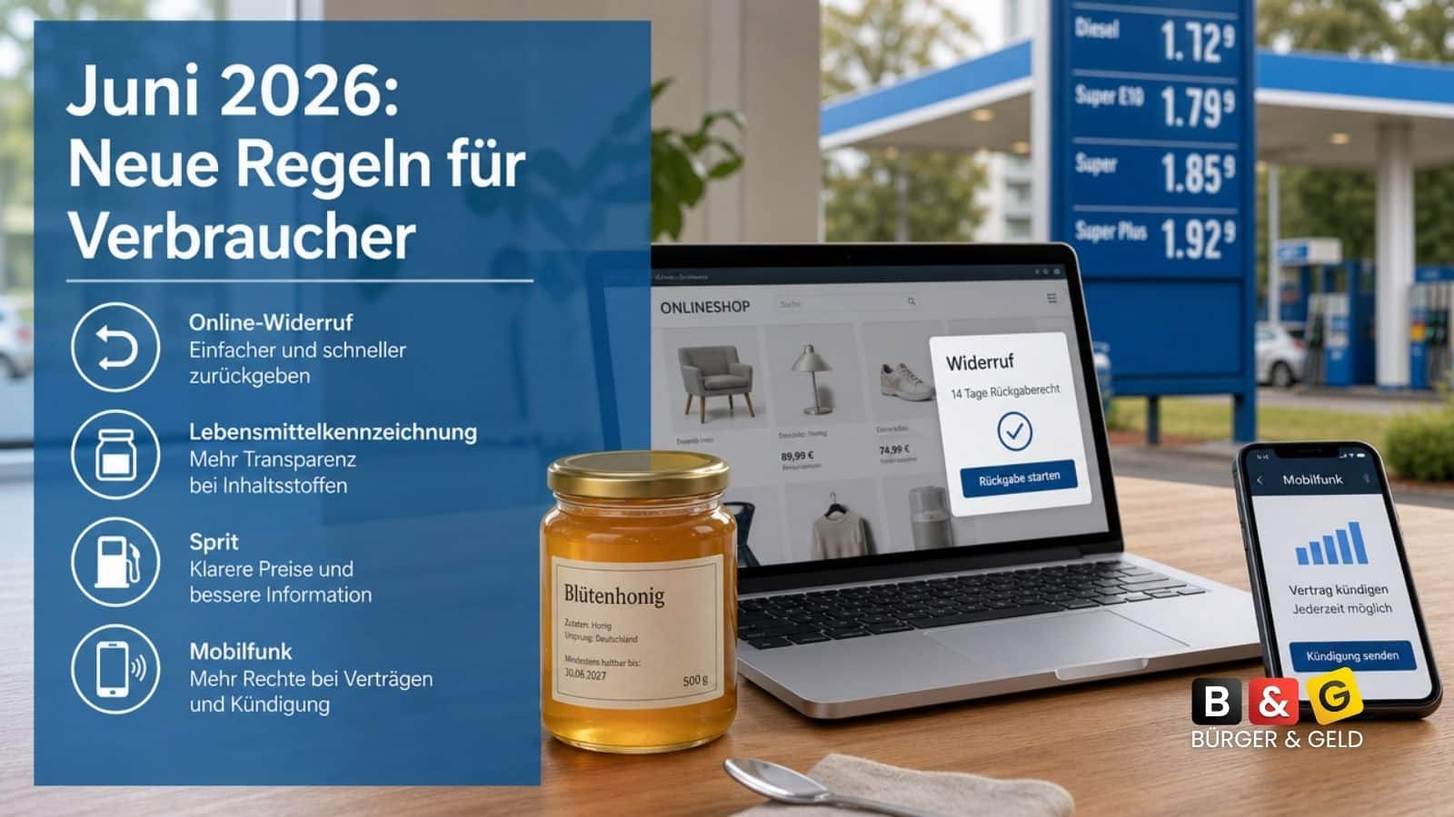 Neues im Juni 2026: Wer jetzt online kauft, Lebensmittel prüft und tankt, ist betroffen