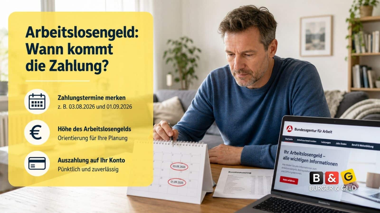 Arbeitslosengeld August 2026 - Auszahlung, Termin