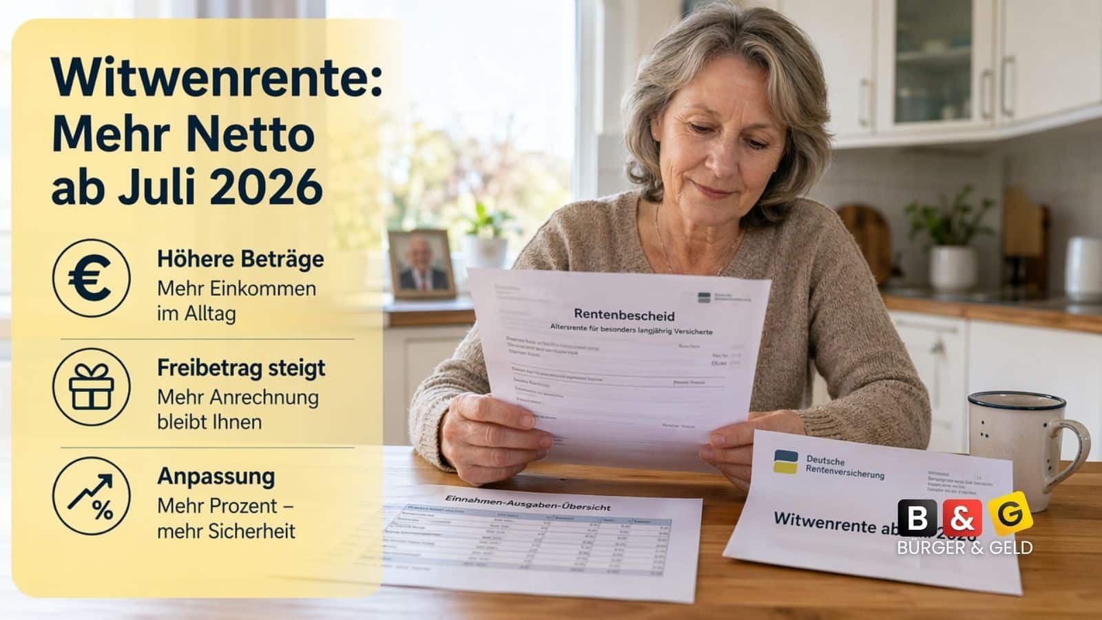 Witwenrente Juli 2026: mehr netto auf dem Konto