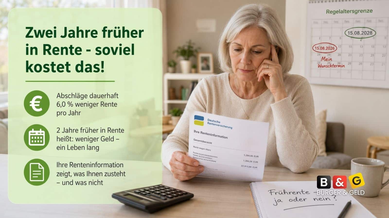 2 Jahre früher in Rente - was das kostet!