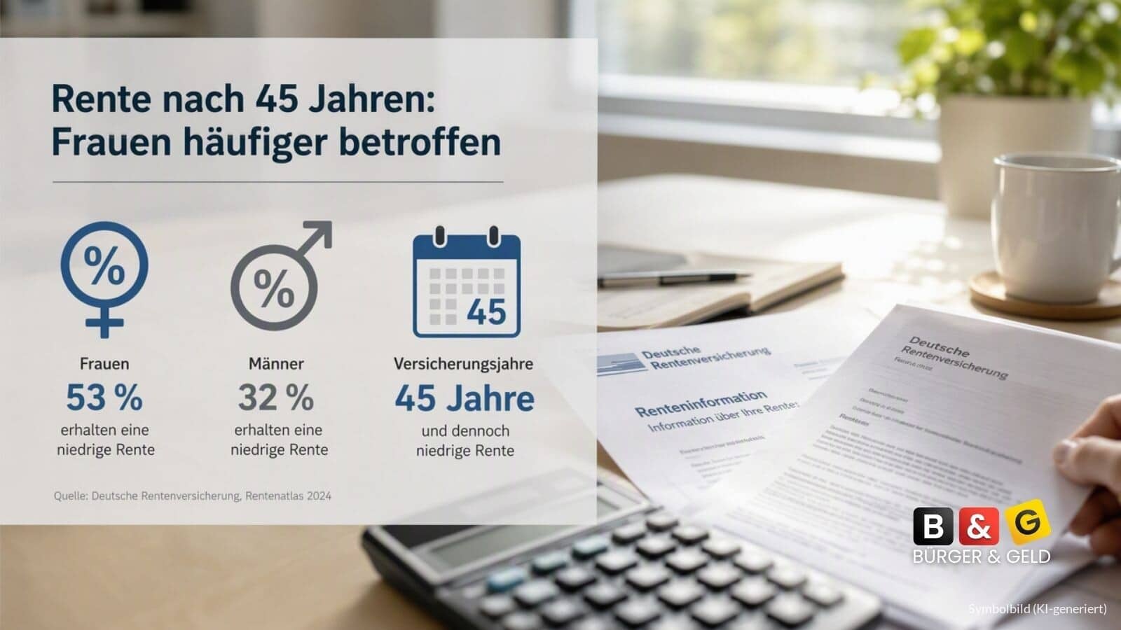 Nach 45 Beitragsjahren: Mehr als jede zweite Frau erhält unter 1.450 Euro Rente