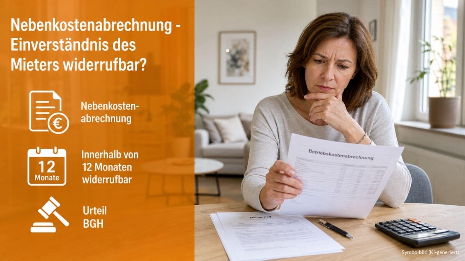 Kann Mieter Zustimmung zur Nebenkostenabrechnung widerrufen? - BGH Urteil