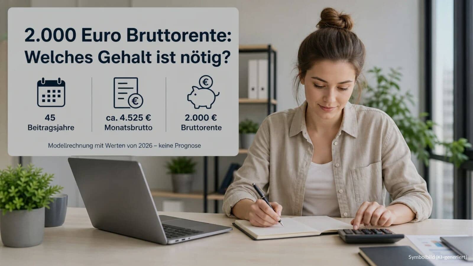 20 Jahre alt: welches Gehalt für 2000 Euro Rente?