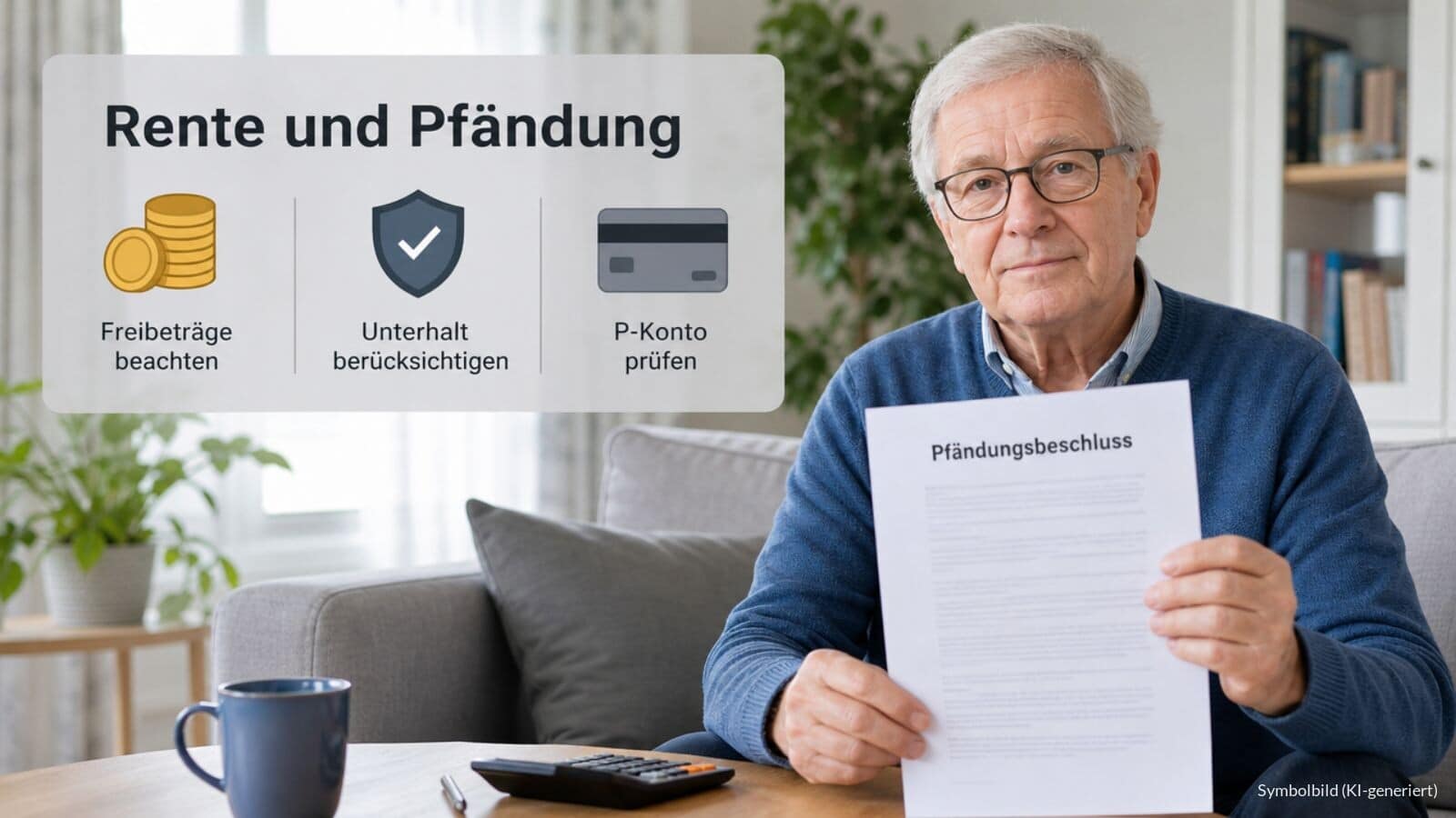 Rente grundsätzlich pfändbar. P-Konto schützt.