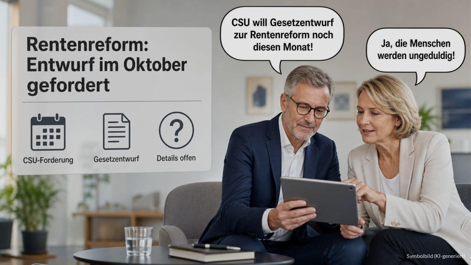 CSU: Gesetzentwurf zur Rente noch im Oktober