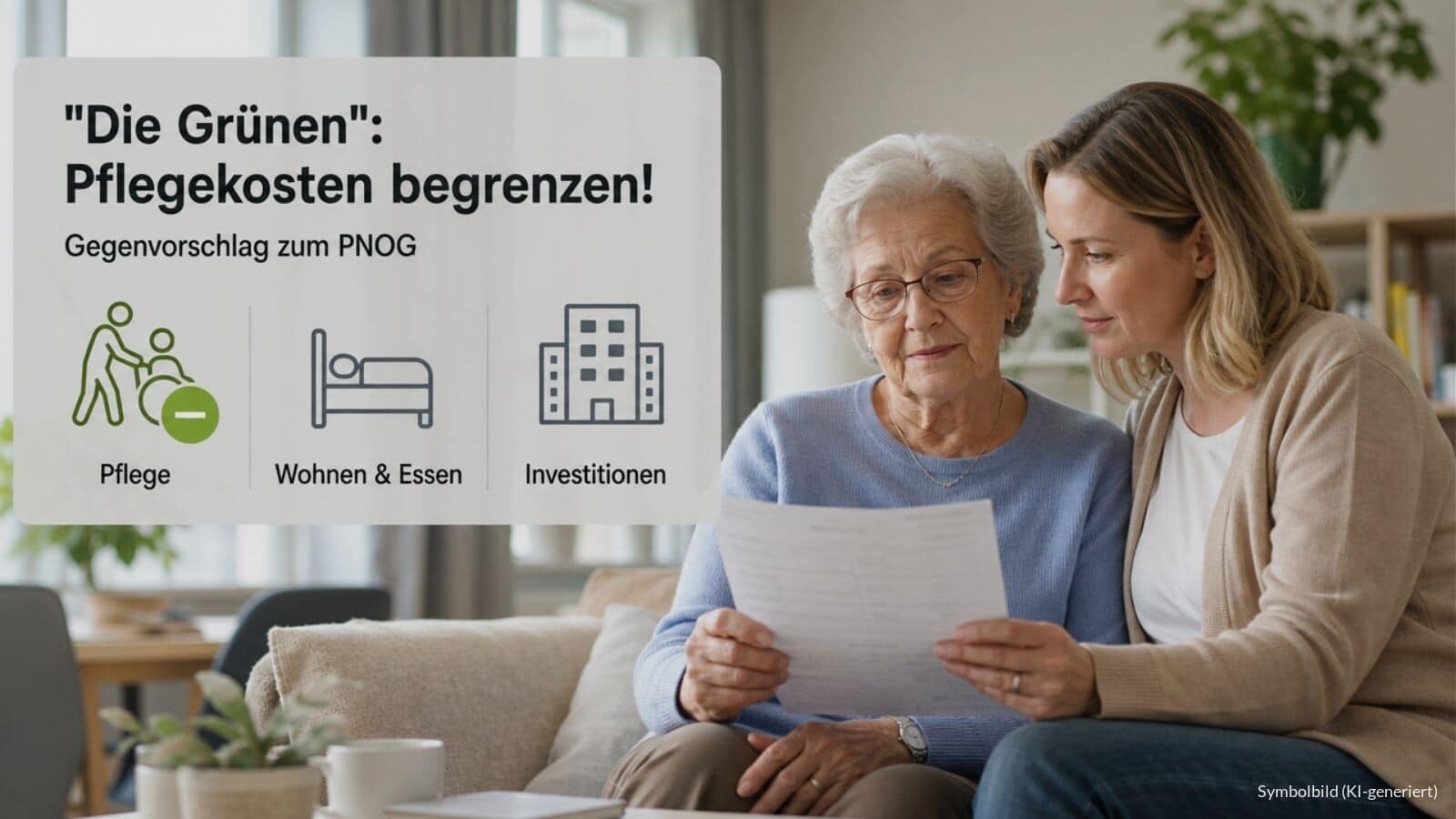 Die Grünen: Gegenvorschlag zum PNOG - Heimkosten zu teuer