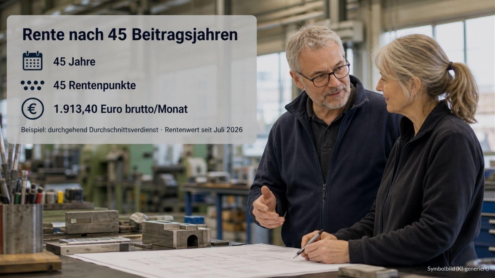 Höhe der Rente nach 45 Beitragsjahren - Tabelle