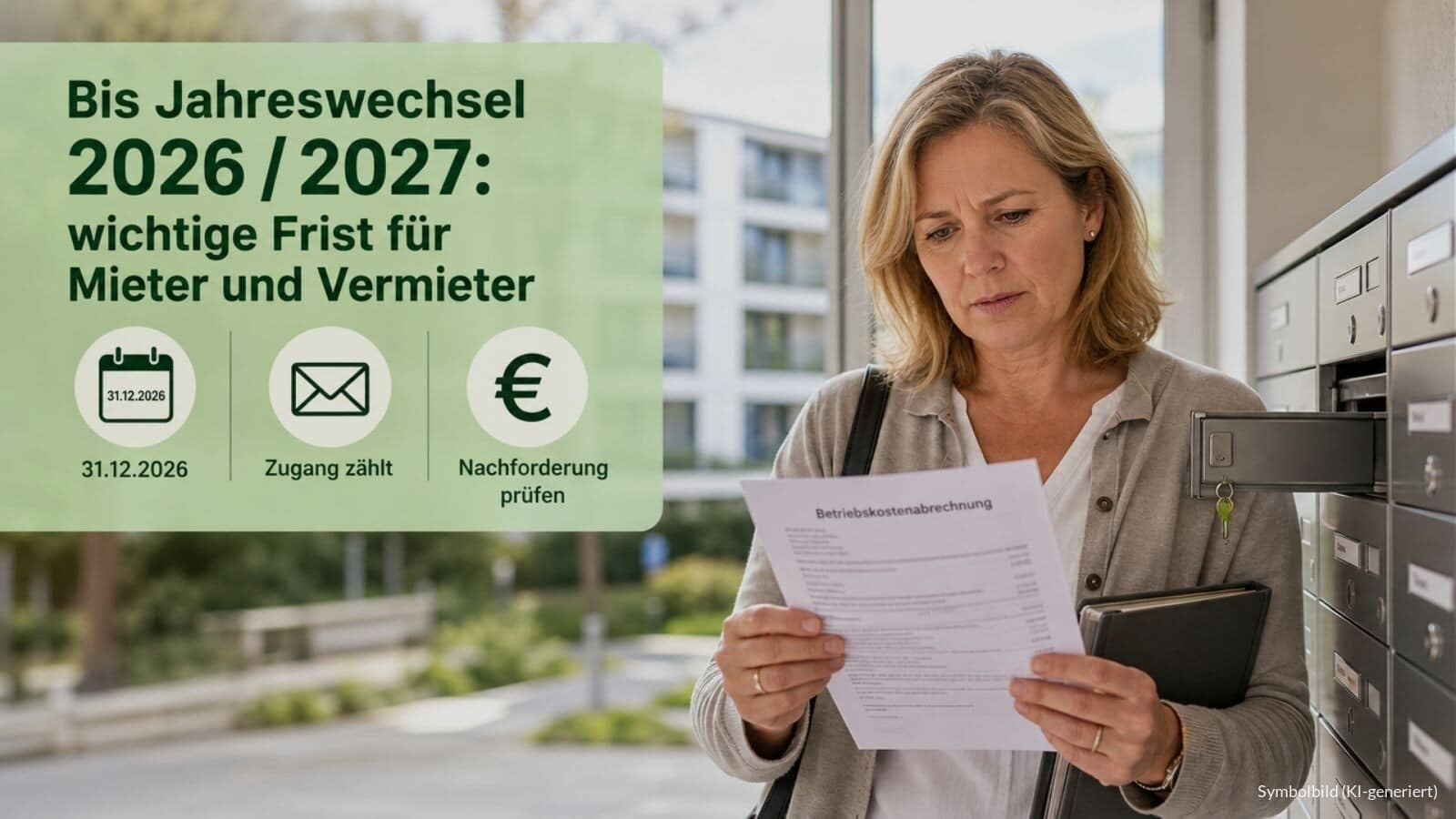 Betriebskostenabrechnung: Frist bis Jahreswechsel 2026 / 2027