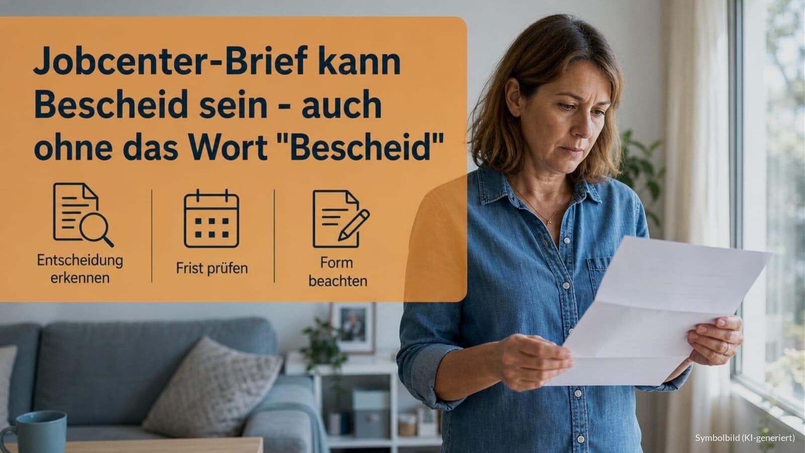Brief vom Jobcenter: auch ohne das Wort "Bescheid" ein Bescheid?