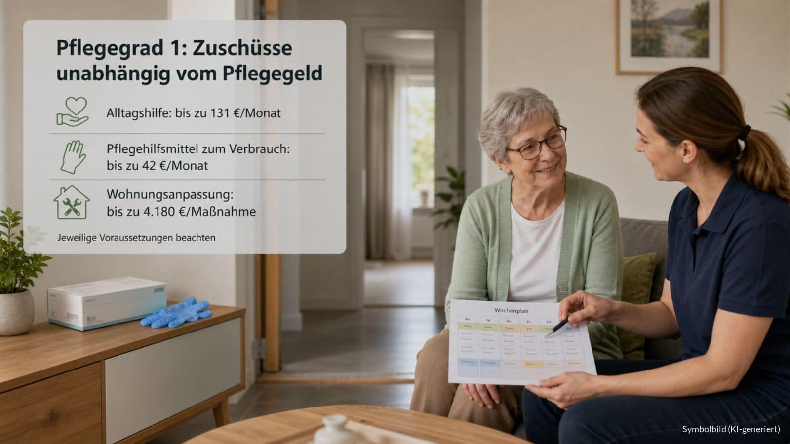 Leistungen der Pflegekasse bei Pflegegrad 1