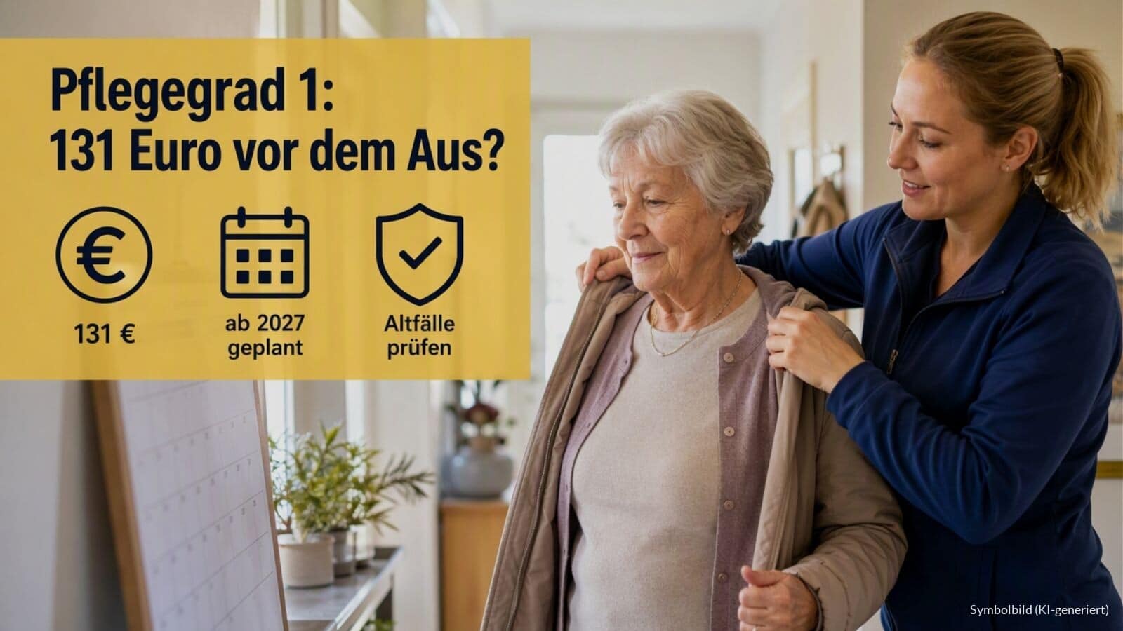 Entlastungsbetrag von 131 Euro ab Januar 2027 abgeschafft - Pflegeneuordnungsgesetz