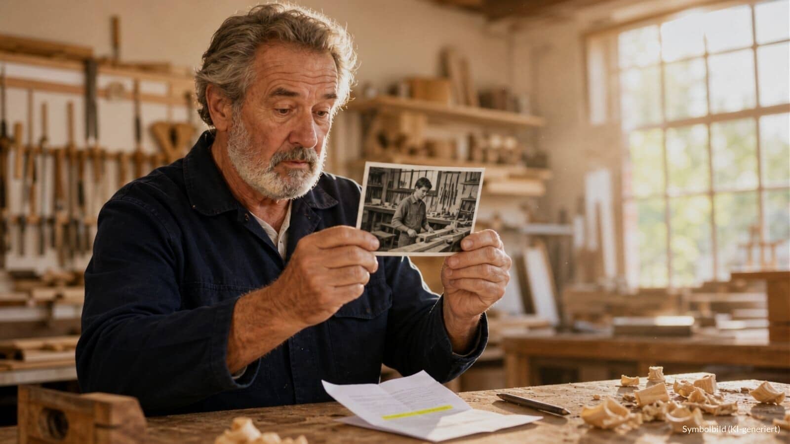 rente nach 45 jahren handwerker lehrling foto werkstatt