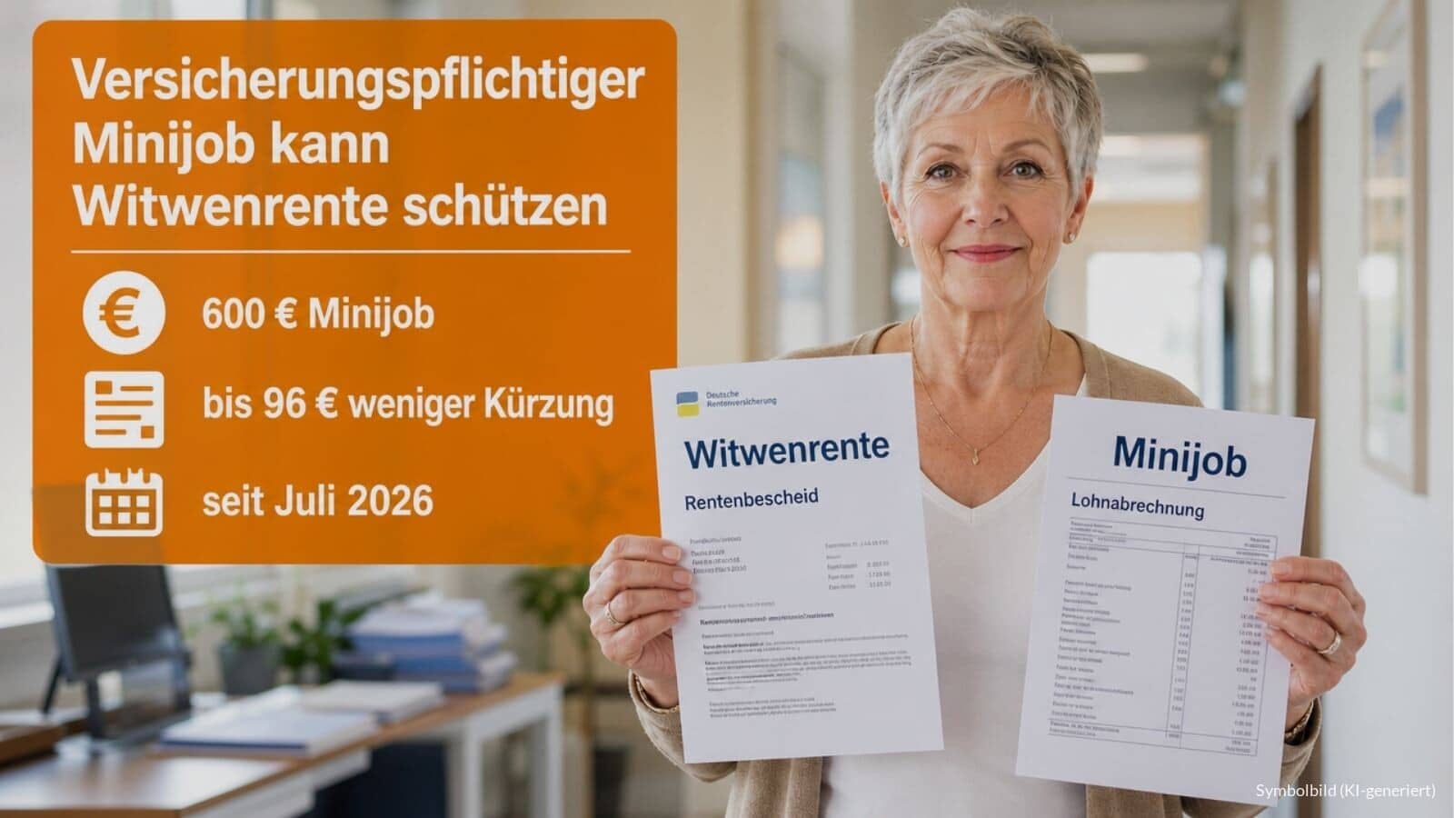 Witwenrente: rentenversicherungspflichtiger Minijob kann zu mehr Netto verhelfen