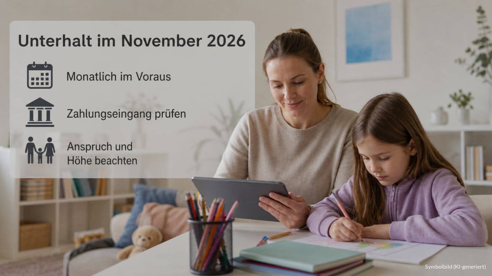 Auszahlung Unterhalt oder Unterhaltsvorschuss für November 2026