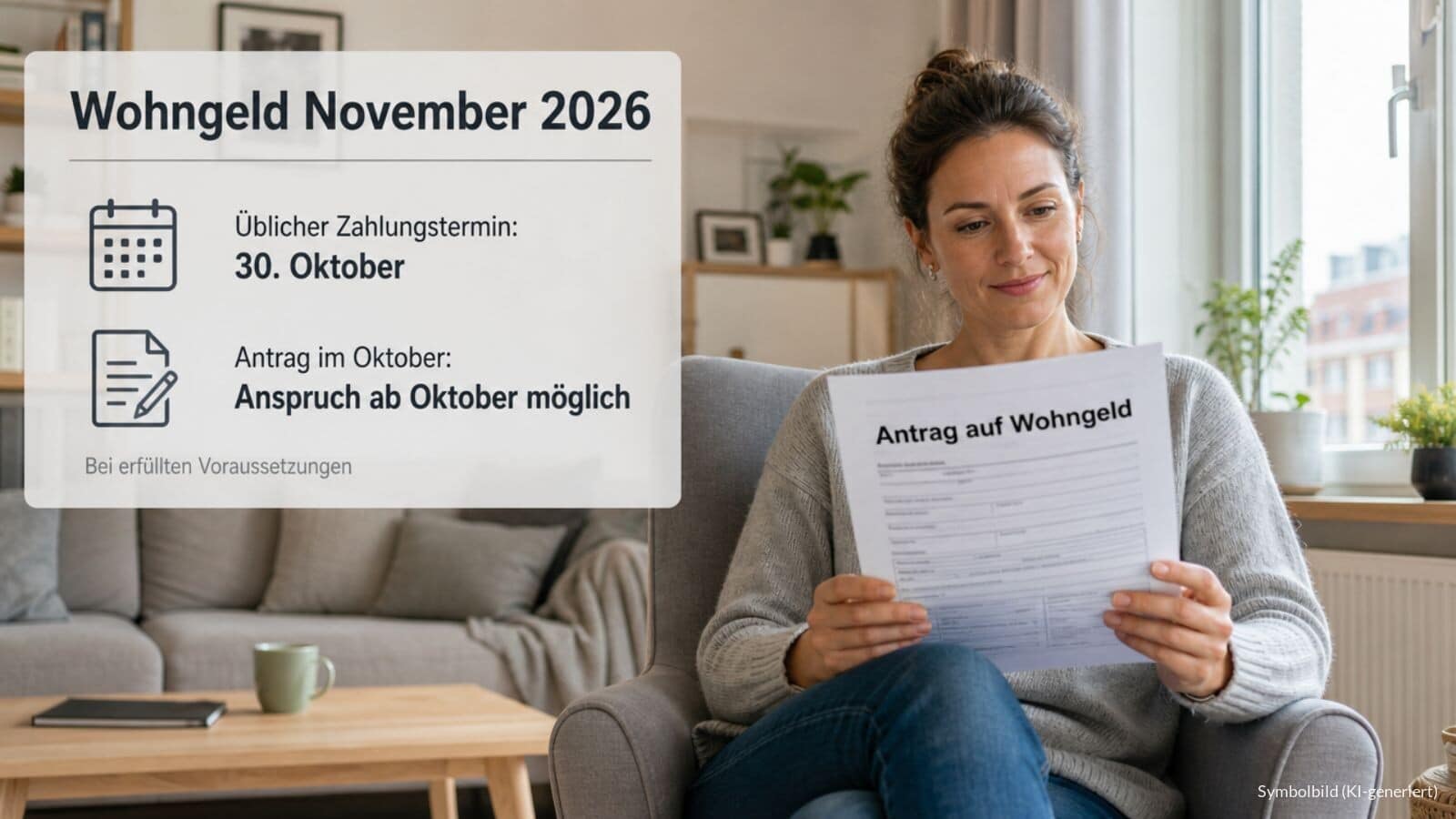 Wohngeld für November 2026: Auszahlung noch im Oktober